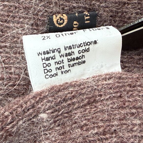 Gruppo Italiano Brown Wool Angora Rabbit Hair Blend Whipstitch Scarf Unisex - Picture 6 of 6